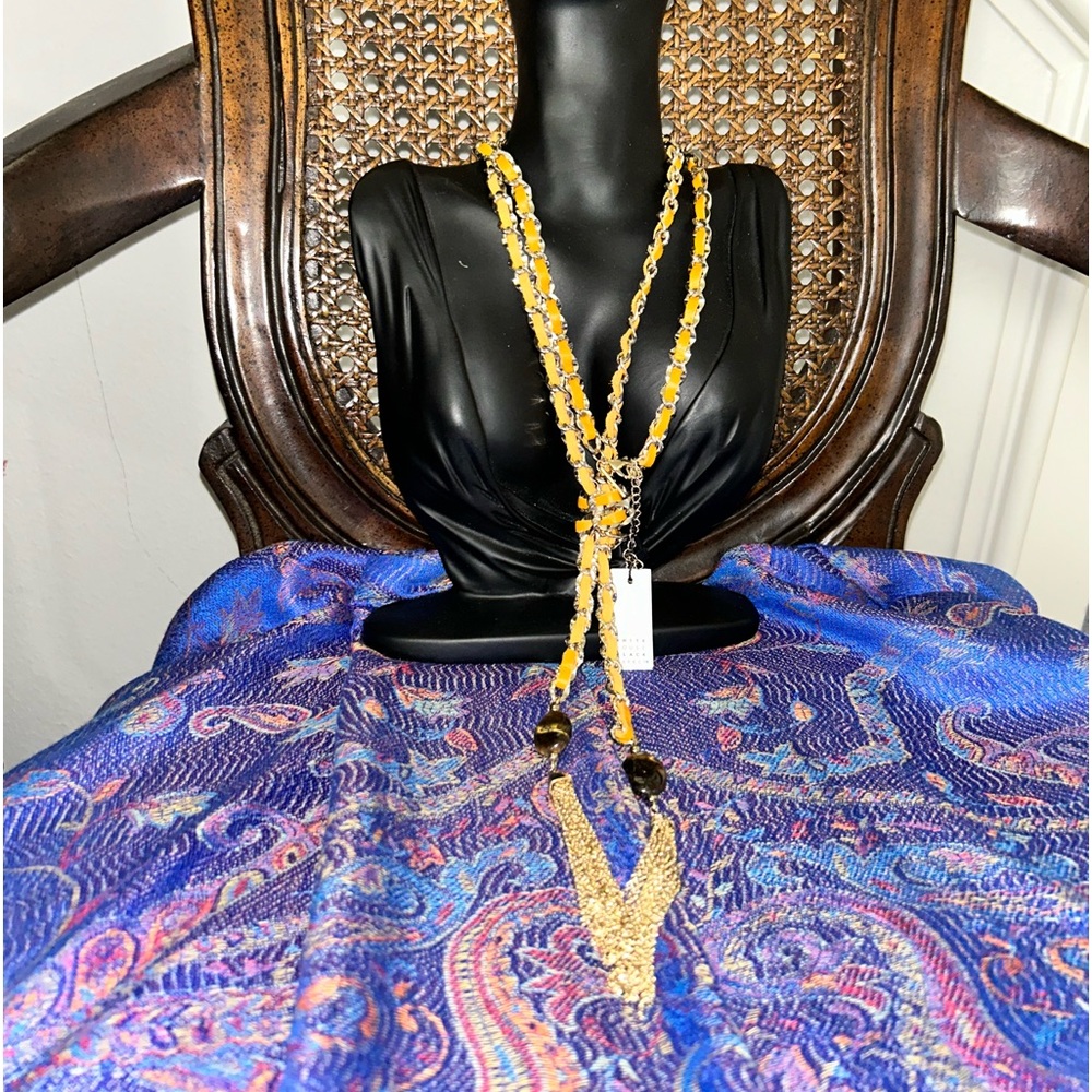 Yellow & Gold twisted long necklace